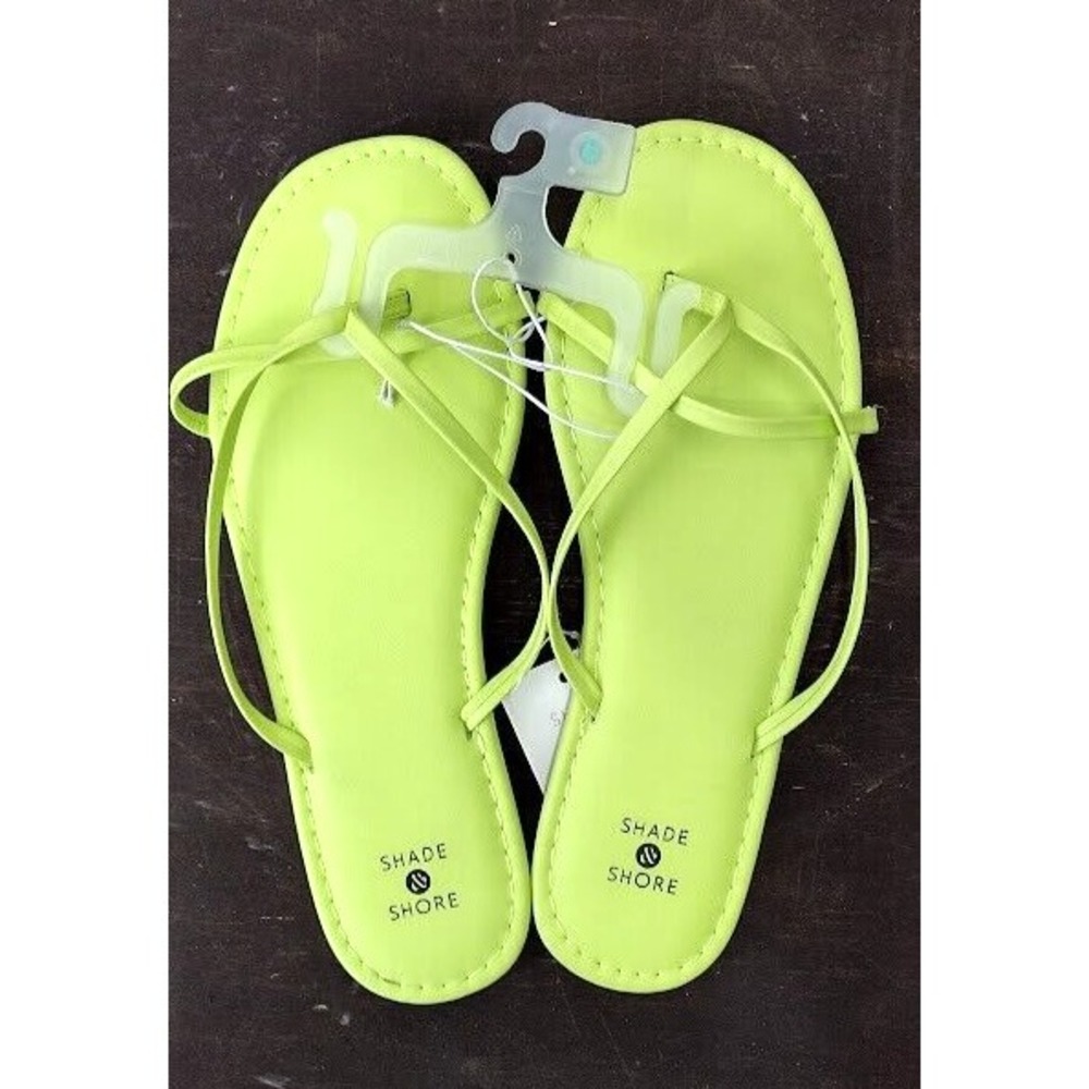 Shade Shore‎ Womens Flip Flop Sandals Thong Sandals Lime Green Size 8